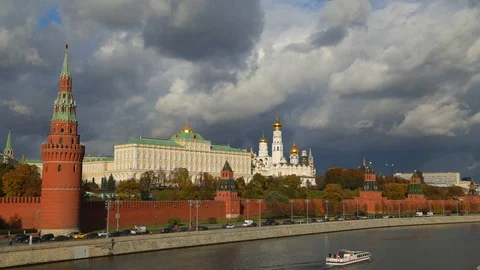 Clouds over the Moscow Kremlin, timelapse Stock Footage 98021410