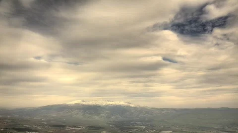 Clouds over Mount Hermon top view time lapse 動画素材 625761