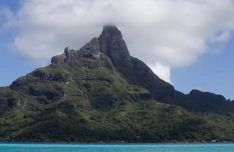 Clouds over the mount Otemanu on Bora Bora island, Polynesia... Stock Photos