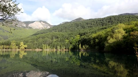 Clouds over the Mountain Lake Stock Footage 67210142
