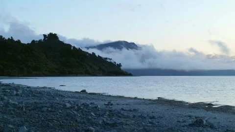 Clouds Over Mountain On Lake Long-Shot Vídeos de archivo 251504508
