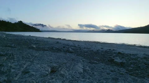 Clouds Over Mountain On Lake Wide-Shot Stock Footage 251504509