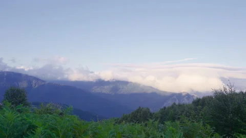 Clouds over the mountain. Mountain view. Stock Footage 212448874