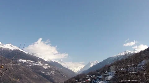 Clouds over mountain. Time Lapse. Stock-Footage 48649974