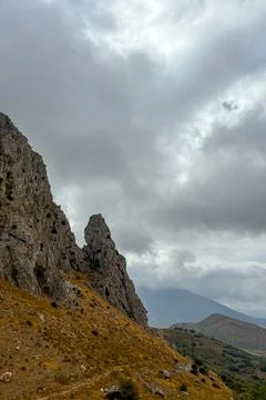 Clouds over mountain in Zafarraya,  Sierra Tejeda Natural Park, Spain Stock Photos