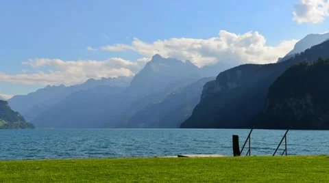 Clouds over the mountains and lake.Time Lapse Video stock 54446953