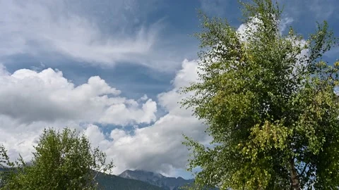 Clouds over the mountains and wind in a tree 스톡 동영상 162498142