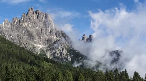 Clouds over the mountains, Dolomites Stock Footage 43470649