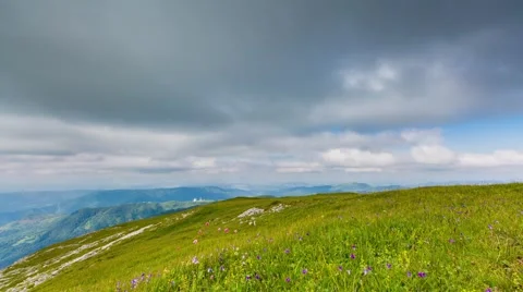 Clouds over the mountains. Stock Footage 52629159