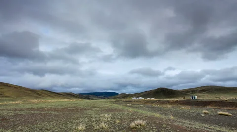 Clouds over the mountains Gurvan Saikhan of southern Mongolia. Full HD Stock Footage 68655038