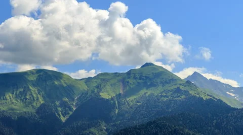 Clouds over the mountains. Panorama. HDR. Time Lapse. Sochi, Russia. 4K 스톡 동영상 53835838
