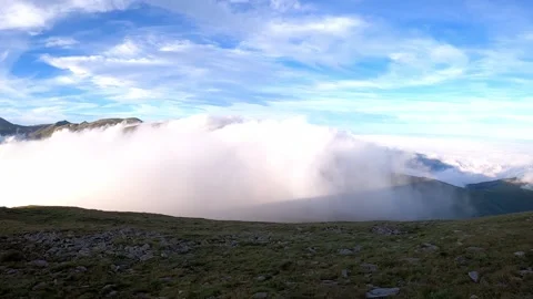 Clouds over the mountains (Pyrenees Mountains) Stock Footage 142748995