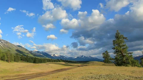 Clouds over the mountains Tavan Bogd, Mongolia. Full HD Stock Footage 95414561
