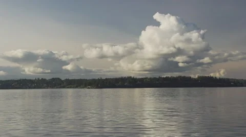CLOUDS OVER MOVING WATER Stock Footage
