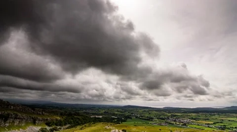 Clouds over Newbiggin Fell, Cumbria and M6 motorway, timelapse Stock Footage 68488234