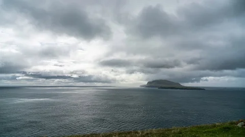 Clouds over Nolsoy island 4k 16:9 timelapse video, Faroe islands Stock Footage 124005239
