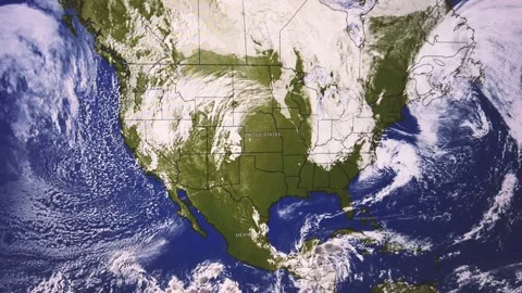 Clouds Over North America Map, Loop Video Video stock 292319768