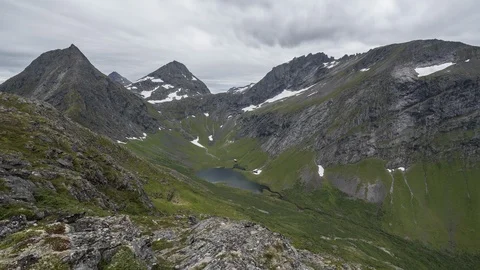 Clouds over Norwegian valley Stock Footage 97304558