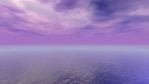 Clouds over the ocean, 3d animation, long shot Stock Footage 346656313