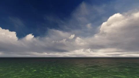 Clouds over the ocean, blue sky.3D rendering Stock Illustration