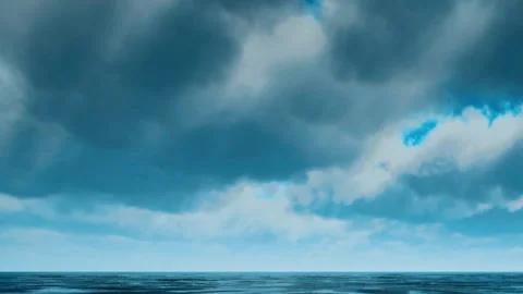 Clouds over the ocean during daytime with blue sky peeking through Stock Footage 339875094