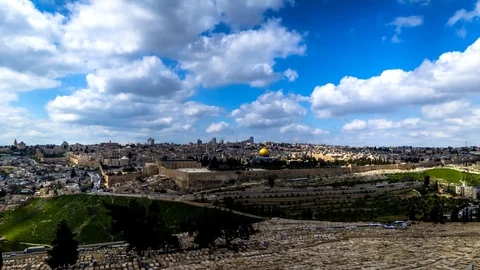 Clouds over the Old City, Jerusalem Israel; time lapse 4K 스톡 동영상 88527021