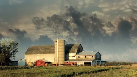 Clouds over an old farm Stock Footage 81915591