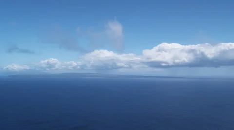 Clouds over Pacific as flight approaches Molokai. Shot in 2010. Stock Footage 59360890
