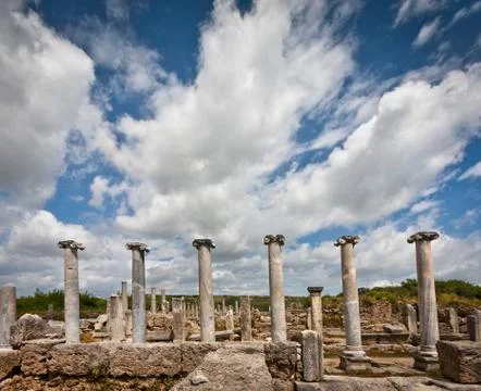 Clouds Over Perga Ruins Stock Photos