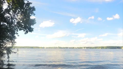 Clouds over the pond and forest timelapse 스톡 동영상 87223773