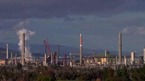 Clouds over Refinery 02 Stock Footage 942947