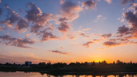 Clouds over the river after sunset Stock Footage 92301168