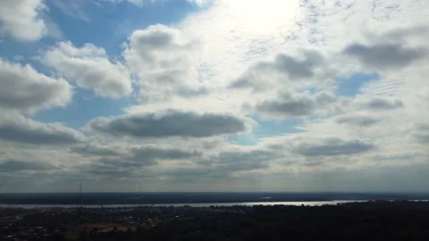 Clouds over the river and the city Stock Footage 156064225