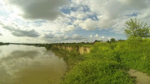Clouds over the river Video stock 37606936