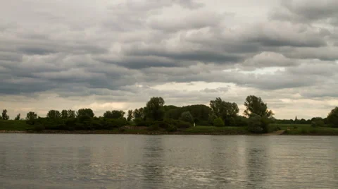 Clouds over river time lapse Stock Footage 39828687