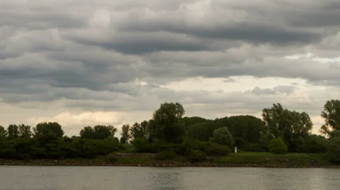 Clouds over river time lapse Stock Footage 39829235