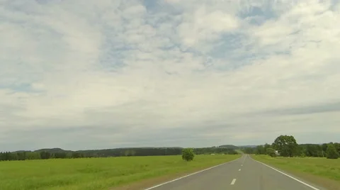 Clouds over the road. The path from Ocher Perm Krai, Russia, Full HD Stock Footage 59141661