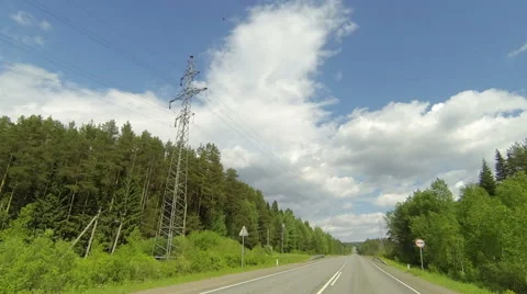 Clouds over the road. The path from Perm Perm Krai, Russia, Full HD Stock Footage 59141668