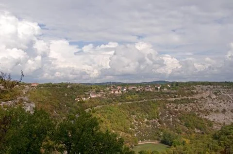 Clouds over Rocamadour Stock Photos
