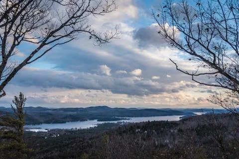 Clouds over Schroon Lake at Sunset 写真素材