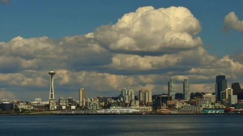Clouds over Seattle timelapse Stock Footage 74536303