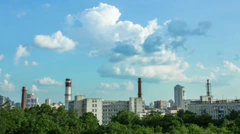 Clouds over the smokestacks Stock Footage 63517301