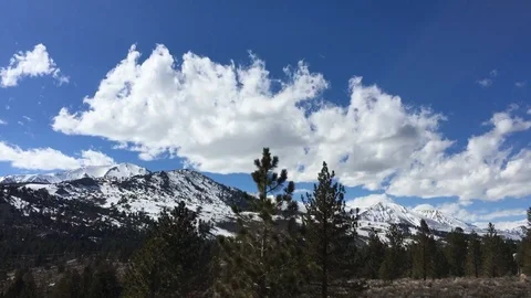 Clouds over snow covered mountains time lapse - low angle Video stock 112569318