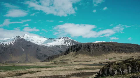 Clouds over snow mountain Iceland Landscape 4K Timelapse Stock Footage 56552229