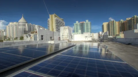 Clouds over solar panels time lapse motion control Stock Footage 126024839
