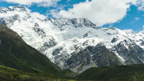 Clouds Over Some Mountain Range in Mount Cook National Park Video stock 158087323