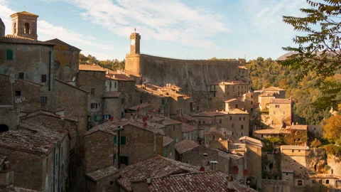 Clouds over Sorano. Time Lapse Stock Footage 106485913