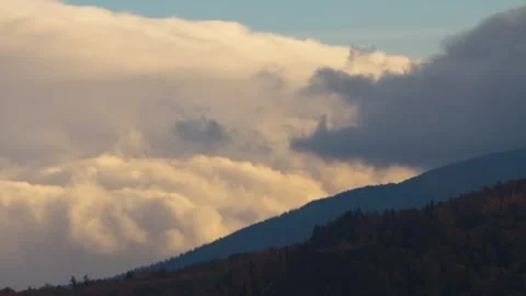 Clouds Over Southern Urals Mountains at Sunrise Stock Footage 325467882