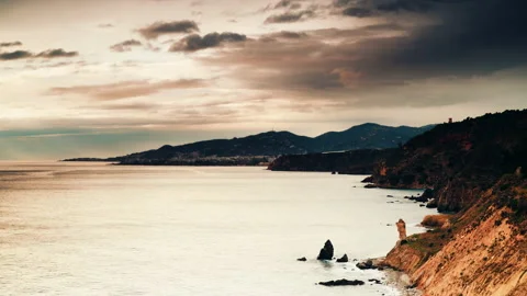 Clouds over spanish coast, cliffs in Andalusia. Time lapse Stock Footage 126814028