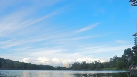 Clouds over summer park with a lake timelapse Vidéo 77285261